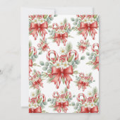 水彩キャンディケイン＆赤いリボン クリスマスホリデー 招待状 (裏面)