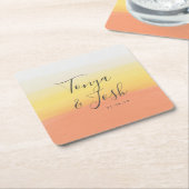 水彩キャンディコーン ハロウィン ウェディング スクエアペーパーコースター (アングル)