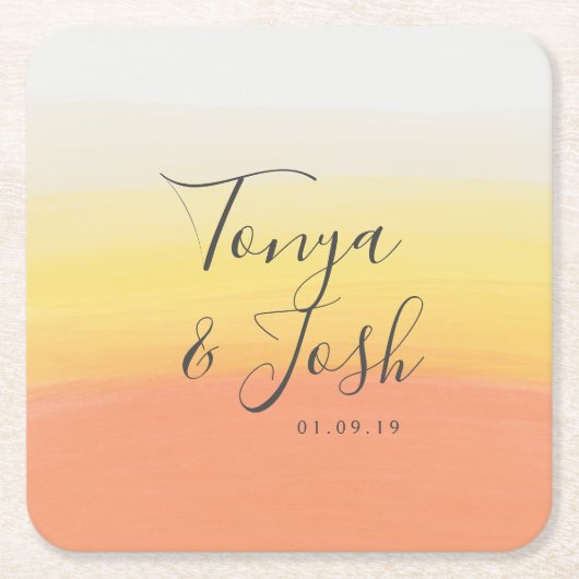 水彩キャンディコーン ハロウィン ウェディング スクエアペーパーコースター (正面)