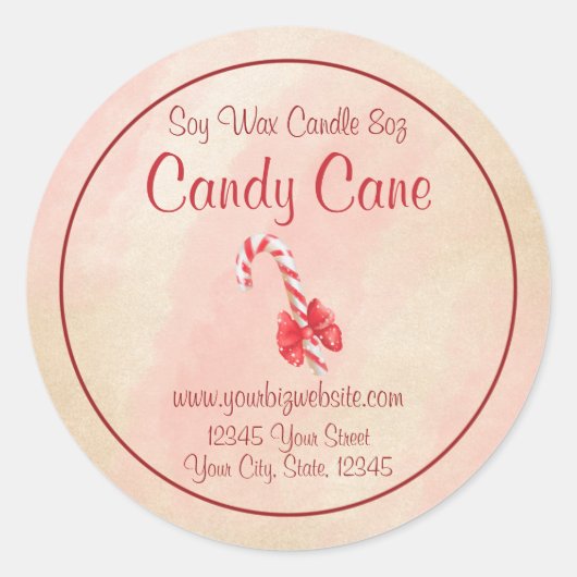 水彩キャンディーケーンキャンドルラベル ラウンドシール (正面)