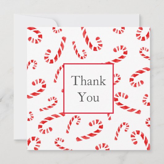 水彩キャンディーケーン模様 サンキューカード (正面)