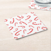 水彩キャンディーケーン模様 スクエアペーパーコースター (アングル)