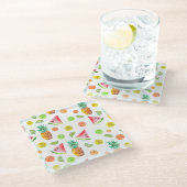 水彩キャンディー果実模様 ガラスコースター (アングル)