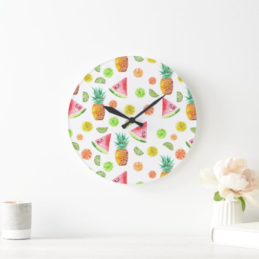 水彩キャンディー果実模様 ラージ壁時計 (ホーム)