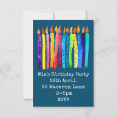 水彩キャンドルガールの誕生日招待状 招待状 (正面)