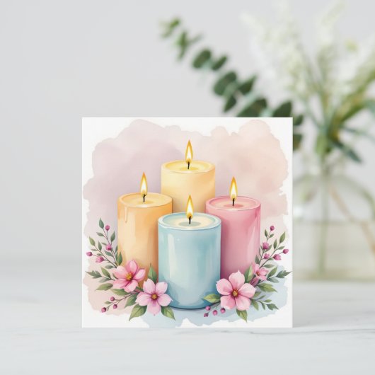 水彩キャンドルデザイン カード (スタンド正面)
