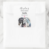 水彩キャンドルビジネスの白黒の馬 スクエアシール (バッグ)