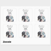 水彩キャンドルビジネスの白黒の馬 スクエアシール (シート)