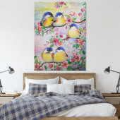 水彩キャンバス印刷の美しいスズメ キャンバスプリント (インサイチュ (寝室))