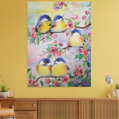 水彩キャンバス印刷の美しいスズメ キャンバスプリント (インサイチュ (リビング))