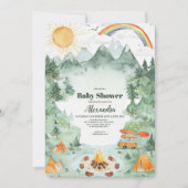 水彩キャンプベイビーシャワー 招待状 (正面)