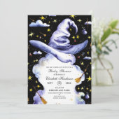 水彩キュートな魔法使いの帽子ベビーシャワー 招待状 (スタンド正面)