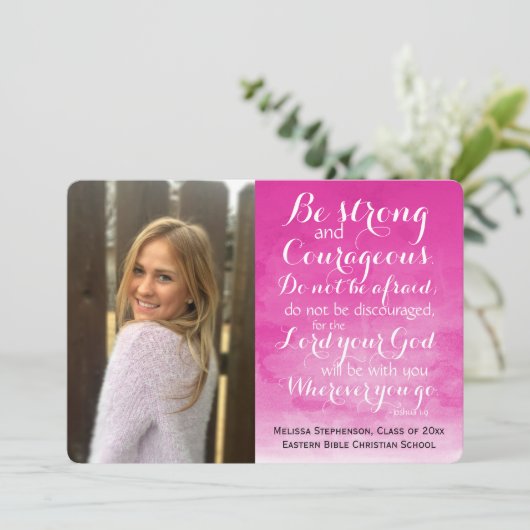 水彩キリスト教バイブルカスタム写真卒業 案内状 (スタンド正面)