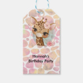 水彩キリンの誕生日パーティー ギフトタグ (正面)