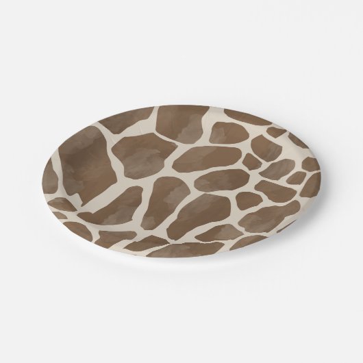 水彩キリンアニマルプリント模様 ペーパープレート (アングル)