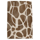 水彩キリンアニマルプリント模様 ミディアムペーパーバッグ (正面)