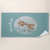 水彩キリンカスタマイズボホ ビーチタオル (正面)