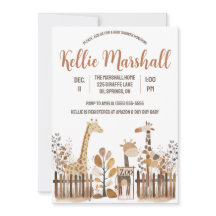 水彩キリン家族，動物園，ベビーシャワー