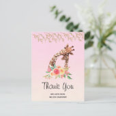 水彩キリン母とベビーありがとうポストカード ポストカード (スタンド正面)