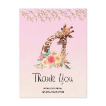 水彩キリン母とベビーありがとうポストカード