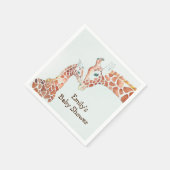 水彩キリン母と子供の赤ちゃんシャワー スタンダードカクテルナプキン (角)