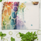 水彩キリン製キッチンタオル キッチンタオル (折り畳み)