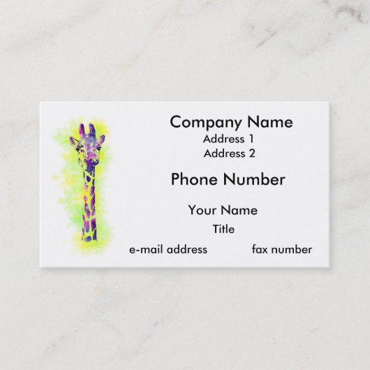 水彩キリン2 名刺 (正面)