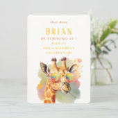 水彩キリン – 誕生日招待状カード 招待状 (スタンド正面)