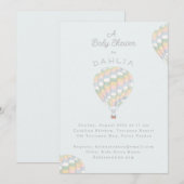 水彩キルト気球ベビーシャワー 招待状 (正面/裏面)