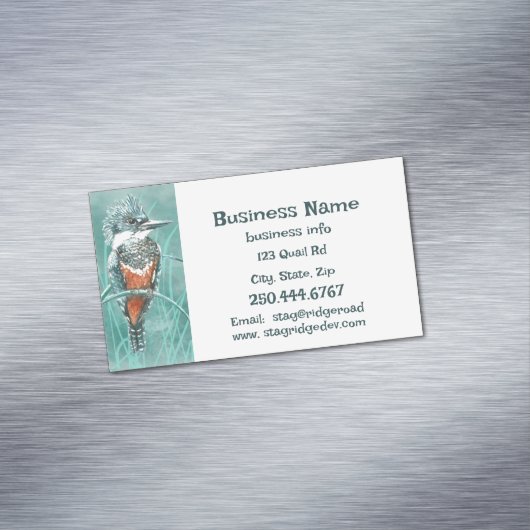 水彩キングフィッシャー魚釣りツアービジネスロゴ マグネット名刺 (インサイチュ)