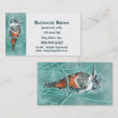 水彩キングフィッシャー魚釣りツアービジネスロゴ 名刺 (正面/裏面)