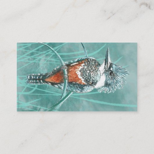 水彩キングフィッシャー魚釣りツアービジネスロゴ 名刺 (裏面)