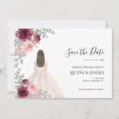 水彩キンセアニェラピンクフローラ15誕生日 セーブザデート (正面)