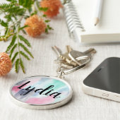 水彩キーチパーソナライズされたェーン キーホルダー (側面)