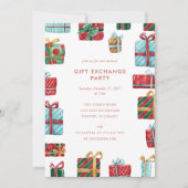 水彩ギフトクリスマスギフト交換パーティー 招待状 (正面)