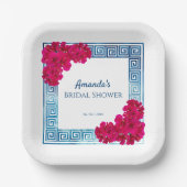 水彩ギリシャ風エレガンス + ピンクのブライズシャワー ペーパープレート (正面)