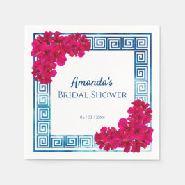 水彩ギリシャ風優雅さ + ピンクのブライズシャワー スタンダードカクテルナプキン