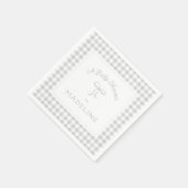 水彩ギンガムグレーベビーシャワー スタンダードカクテルナプキン (角)