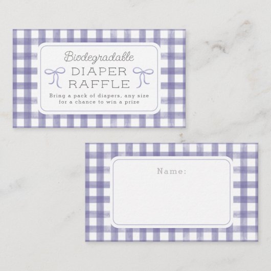 水彩ギンガムパープルオムツラッフルスモール エンクロージャーカード (正面/裏面)