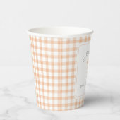 水彩ギンガムピーチベビーシャワー 紙コップ (右)