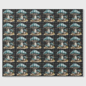 水彩ギンガムマッシュルームガーデン ラッピングペーパー (フラット)