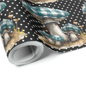 水彩ギンガムマッシュルームガーデン ラッピングペーパー (ロールコーナー)