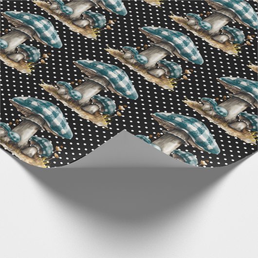 水彩ギンガムマッシュルームガーデン ラッピングペーパー (角)