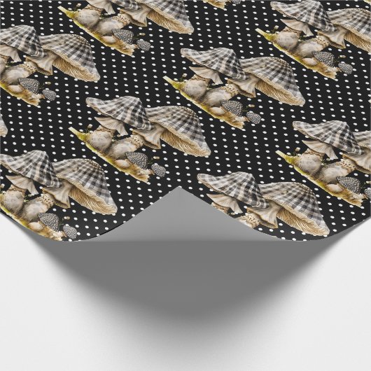 水彩ギンガムマッシュルームガーデン ラッピングペーパー (角)