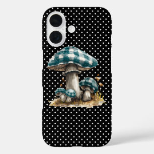 水彩ギンガムマッシュルームガーデン iPhone 16ケース
