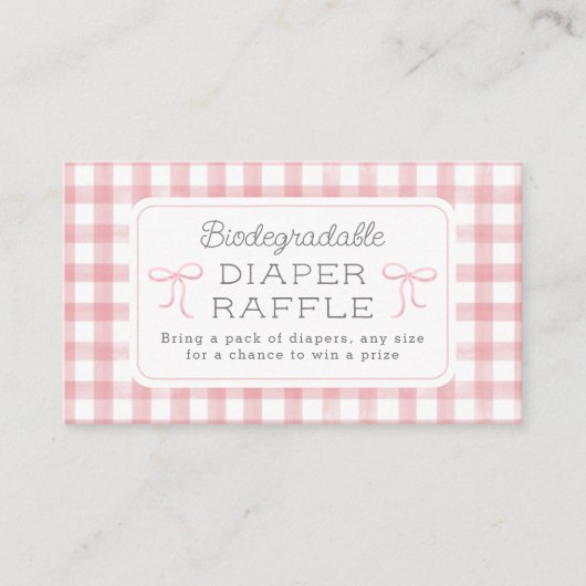 水彩ギンガムライトピンクおむつラッフルスモール エンクロージャーカード (正面)