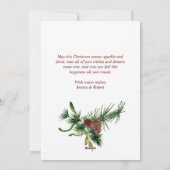 水彩クエレガントリスマスパインコーングリーティング シーズンカード (裏面)