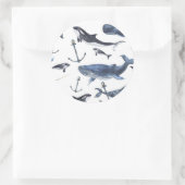 水彩クジラといかり模様 ラウンドシール (バッグ)