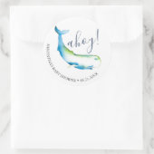 水彩クジラとヒトデのネイビーブルーシール ラウンドシール (バッグ)