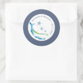 水彩クジラとヒトデのネイビーブルーシール ラウンドシール (バッグ)